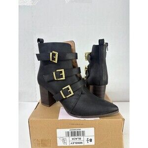 Journee Collection Winsley Black Tru Comfort Foam Ankle Booties Buckle Sz 8.5M
